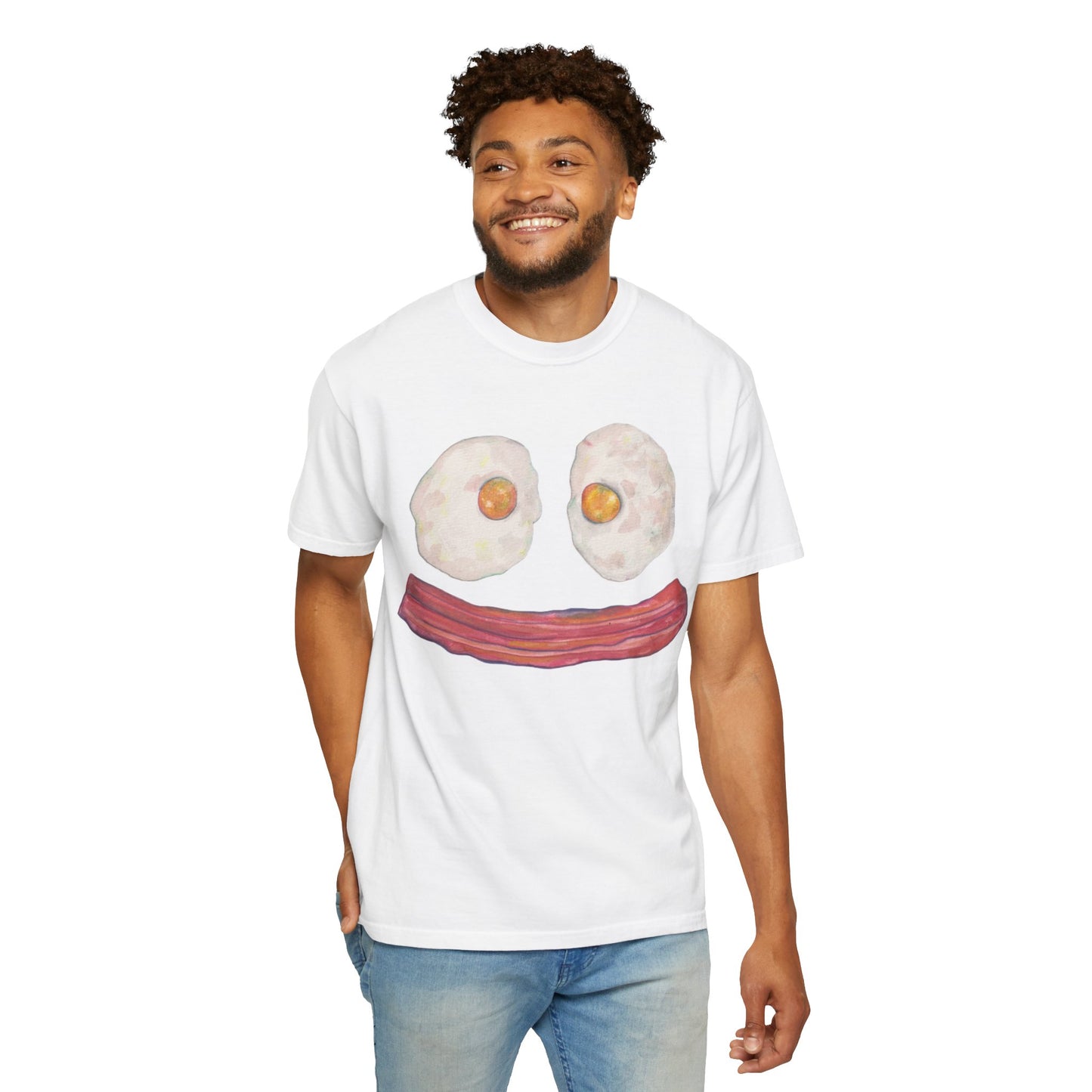 BIG Happy Breakfast Tee | Smiley Egg & Bacon Graphic T-Shirt
