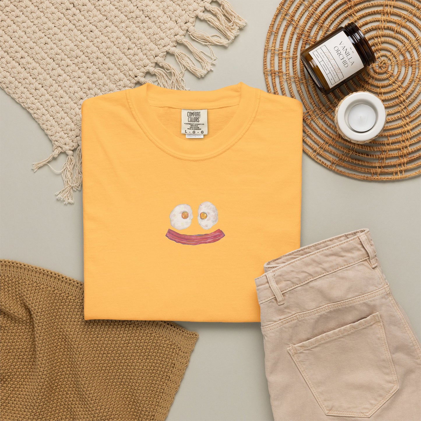 Happy Breakfast Tee | Smiley Egg & Bacon Graphic T-Shirt