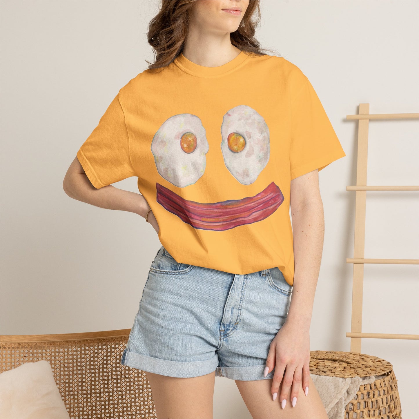 BIG Happy Breakfast Tee | Smiley Egg & Bacon Graphic T-Shirt