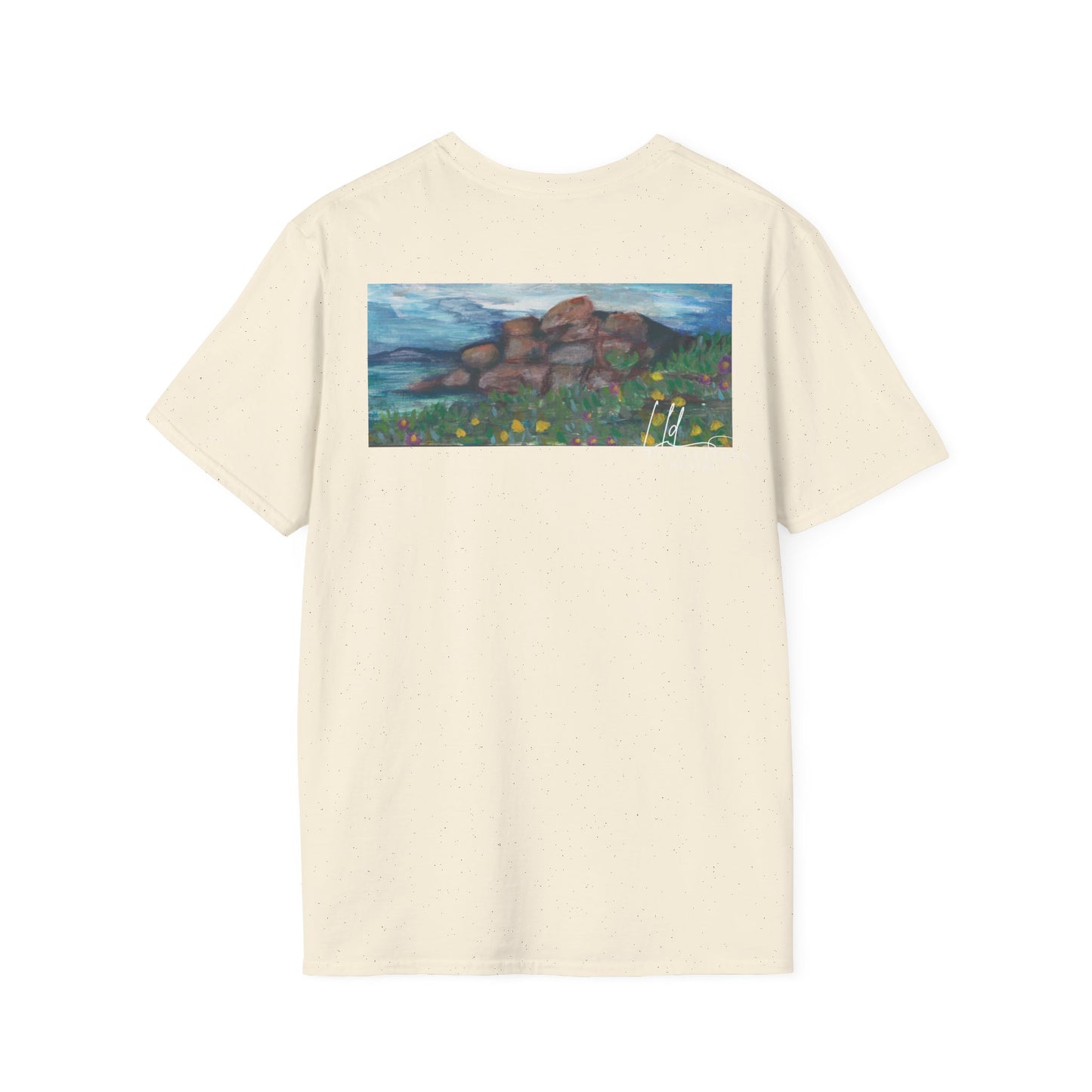 Hand painted "with the rocks" ocean T-Shirt | "Surrounds" Lanscape Floral collection | LittleLiinesdesigns