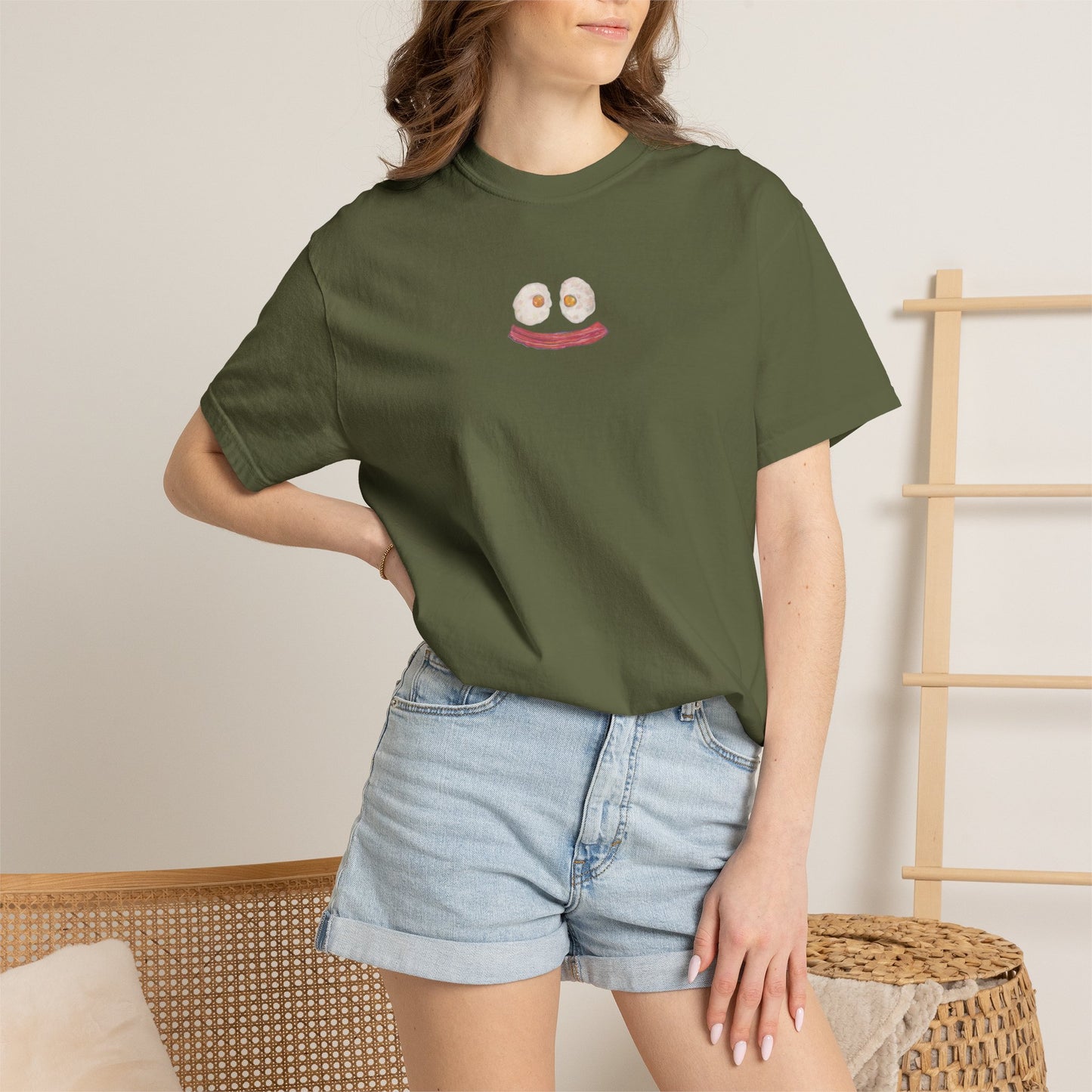 Happy Breakfast Tee | Smiley Egg & Bacon Graphic T-Shirt