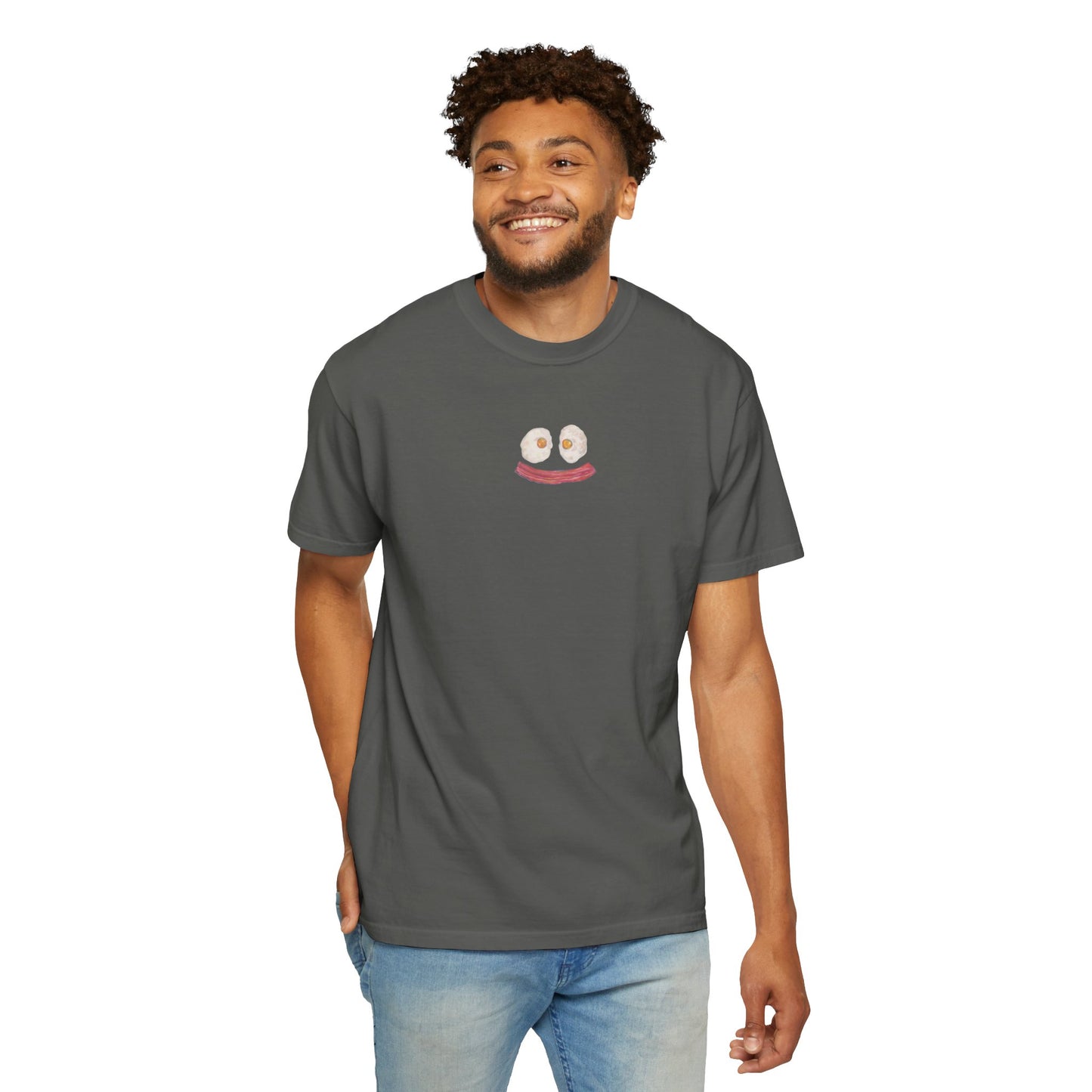 Happy Breakfast Tee | Smiley Egg & Bacon Graphic T-Shirt