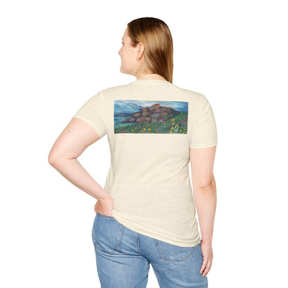 Hand painted "with the rocks" ocean T-Shirt | "Surrounds" Lanscape Floral collection | LittleLiinesdesigns