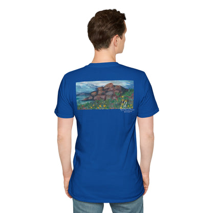 Hand painted "with the rocks" ocean T-Shirt | "Surrounds" Lanscape Floral collection | LittleLiinesdesigns