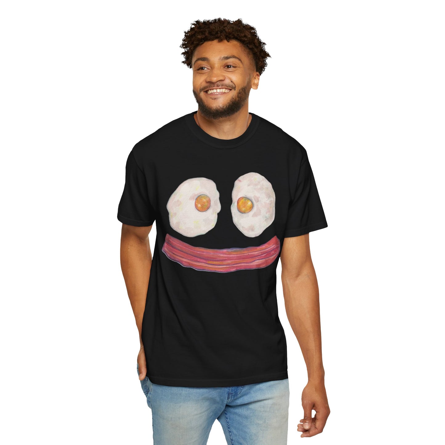 BIG Happy Breakfast Tee | Smiley Egg & Bacon Graphic T-Shirt