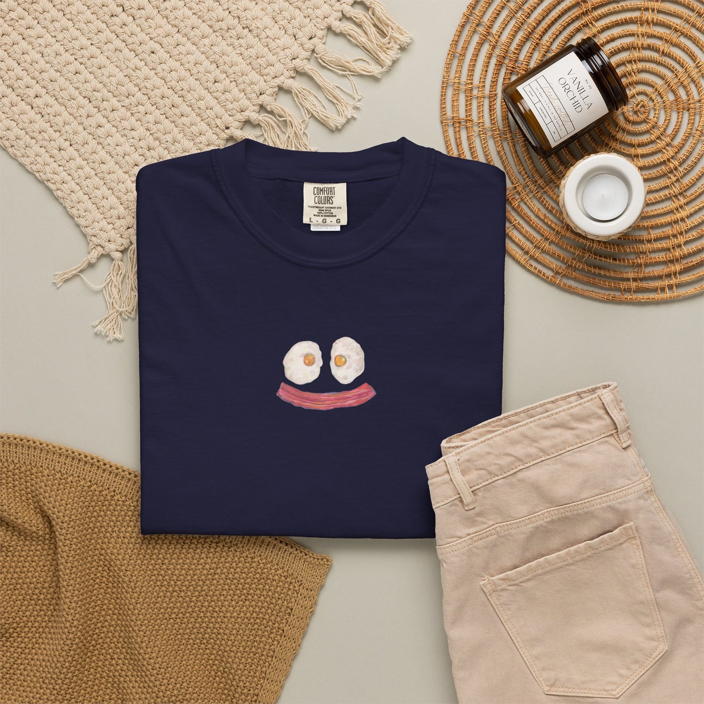 Happy Breakfast Tee | Smiley Egg & Bacon Graphic T-Shirt