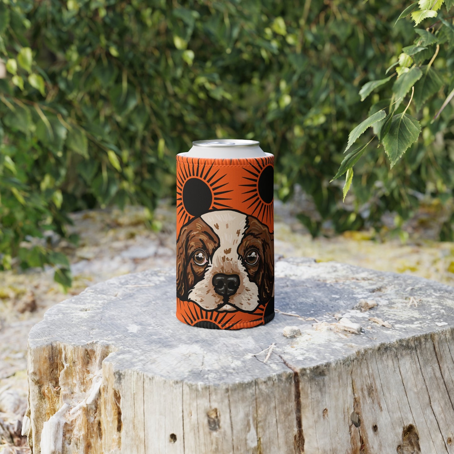 King Charles Cavalier Stubby cooler | Budstub floral collection | LittleLinesdesigns