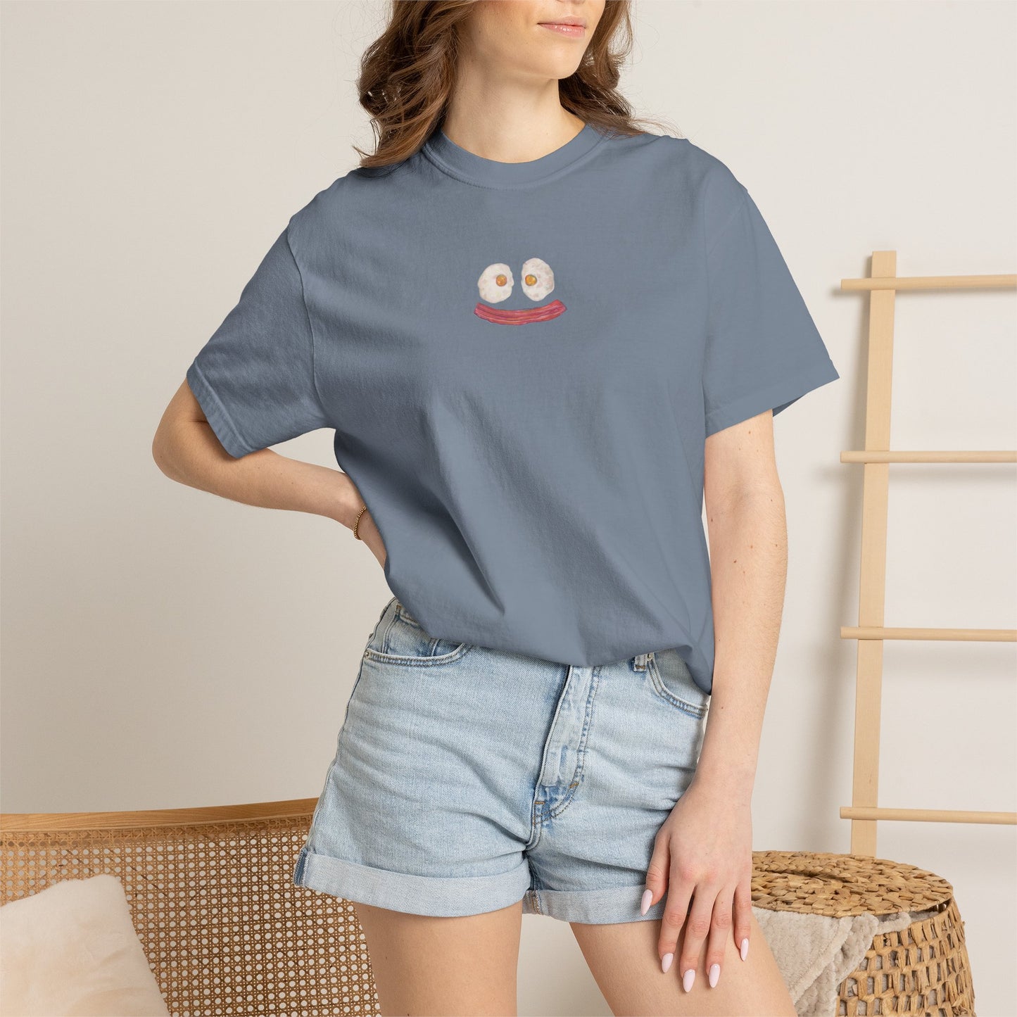 Happy Breakfast Tee | Smiley Egg & Bacon Graphic T-Shirt