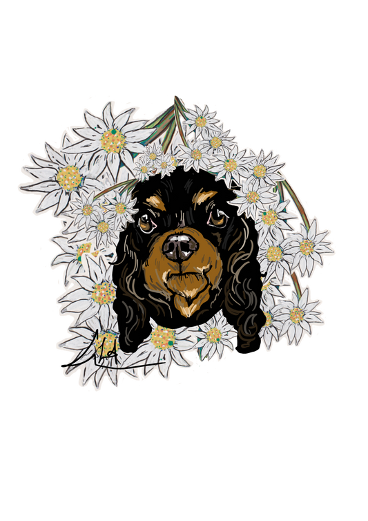 Flower Pal Sticker | King Charles Cavalier
