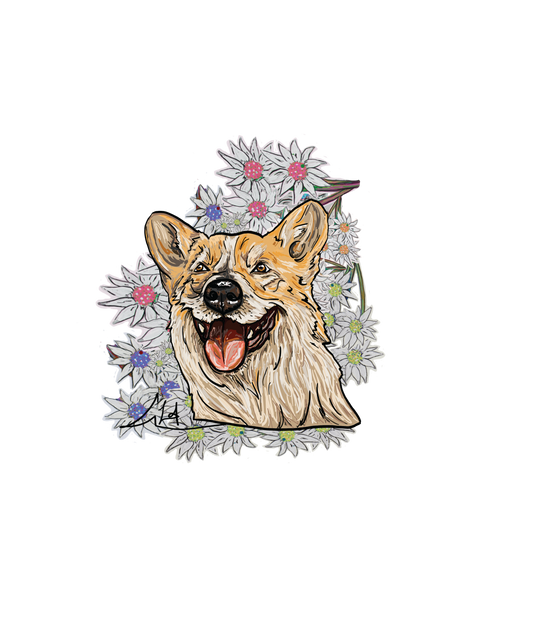 Flower Pal Sticker | Welsh Corgi